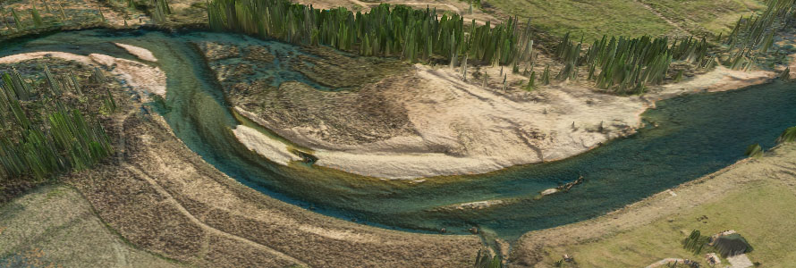 Drone Aerial Image of the Nature Conservancy's Elk River Streambank Stabilization at Noel, MO